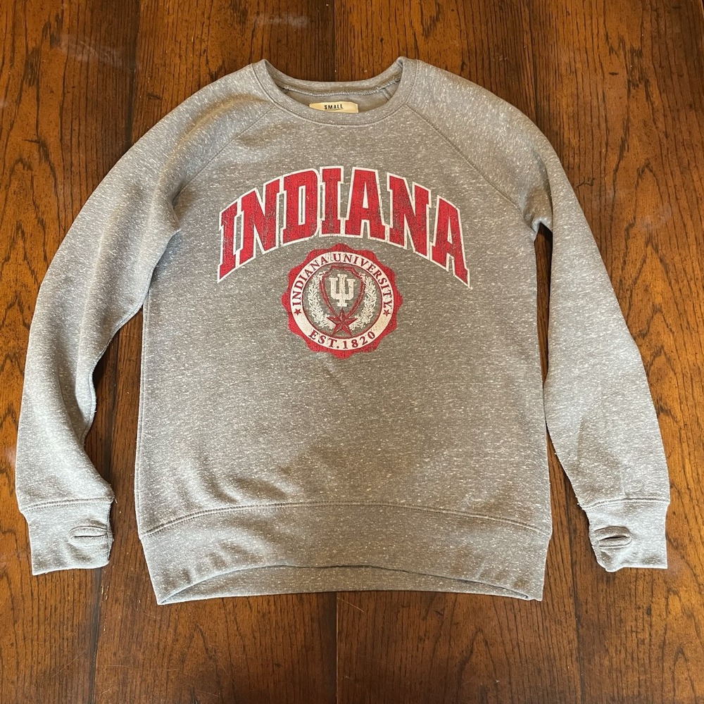 Indiana Hoosiers Pressbox Women's Edith Vintage Knobi Sweatshirt‎ Heathered Gray